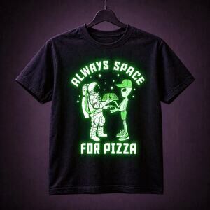 Rumi + Ryder Glow-in-the-Dark “Always Space for Pizza” Tee – Boys 4T